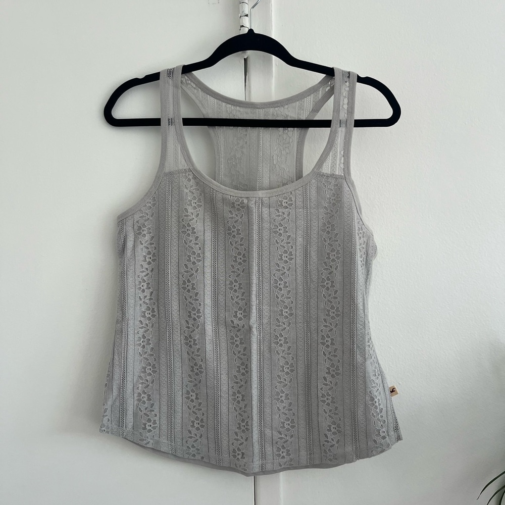 Grey Lace Tank Top